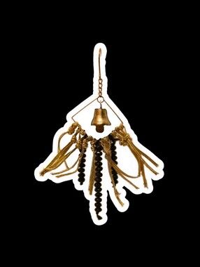 Handmade Bell Windchime with Black Beads And Golden Tassels
